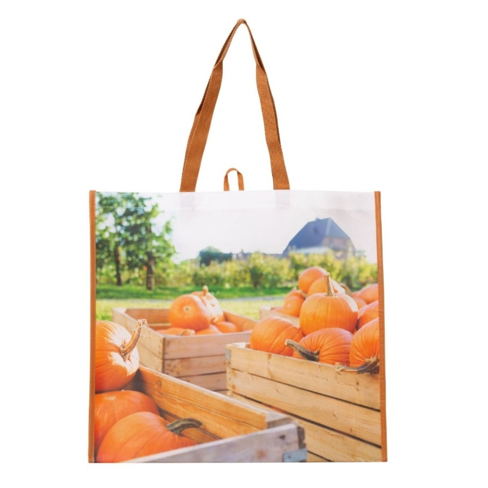 FALL/Pumpkin ~ Reusable Tote Bag~20" x 18" x 8"~ PUMPKIN HARVEST